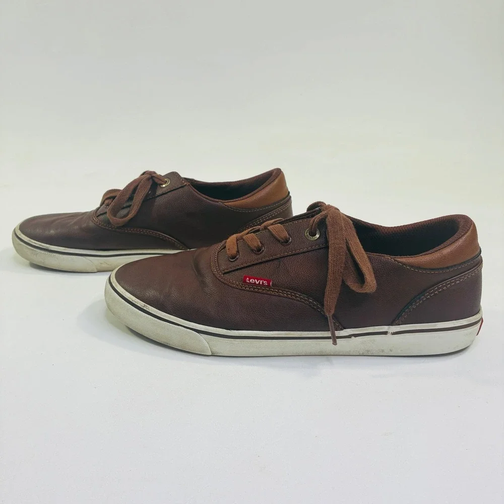 Levis Mens 10.5 Brown Synthetic Leather Low Top Sneakers 51822002B Casual Shoes